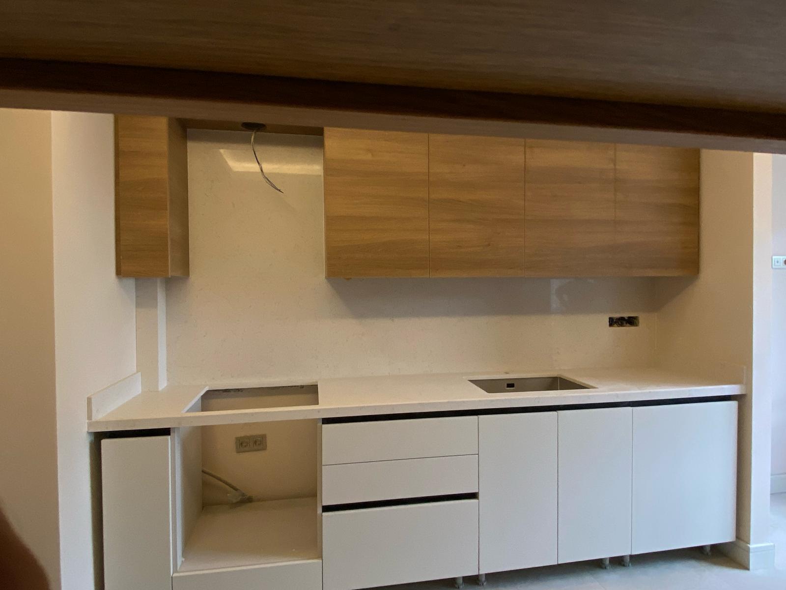Ankara çimstone versilia kare krom evyeli kalınlaştırmalı model mutfak tezgahı